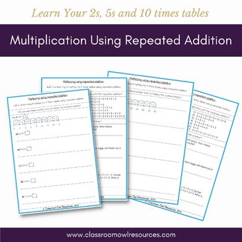 multiplying using repeated addition worksheets by rebecca nuthall