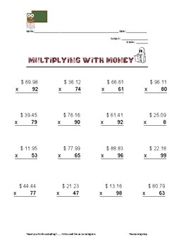 multiplication with money teaching resources teachers pay teachers