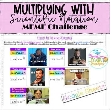 Preview of Multiplying with Scientific Notation Interactive MEME Challenge
