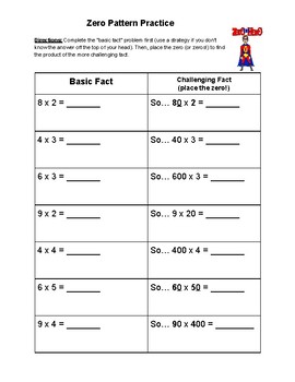 multiplying with zero zero pattern practice by the lighting of a fire