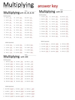 Preview of Printable or Digital Activity! Multiplying x10 & Multiples of 10