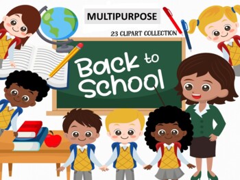 Preview of Multipurpose Back to School Clip Art Collection 23 Pack