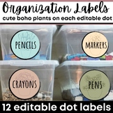 Multipurpose Dot Labels with Neutral Boho Plants | Editabl