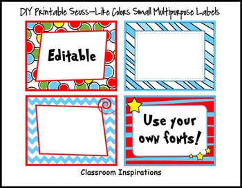 Multipurpose Rectangle Labels – Coordinates with Seuss-like Colors ...