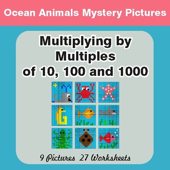 Multipying by 10, 100, 1000 - Math Mystery Pictures