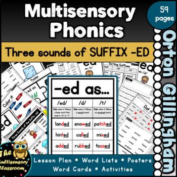 Preview of Multisensory Phonics Suffix -ed as /ed/, /t/, /d/ for Orton Gillingham Lessons