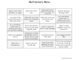Multisensory Spelling/Red Word Practice Menu