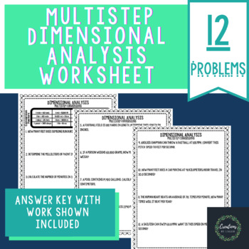 Preview of Multistep Dimensional Analysis Worksheet - Key Included