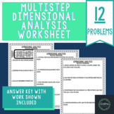 Multistep Dimensional Analysis Worksheet - Key Included