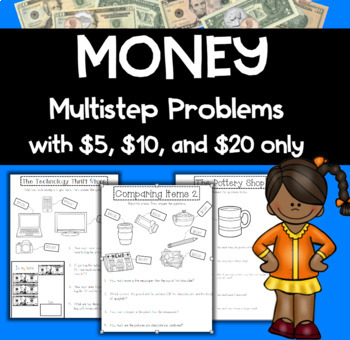 Preview of Multistep Money Store Word Problems with Adding and Subtracting for Dollars Only