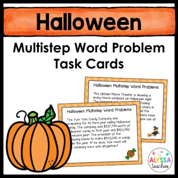 Preview of Multistep Word Problems Task Cards {Halloween Math}