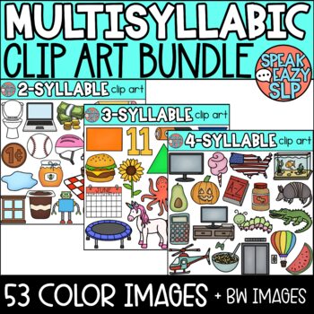 Preview of Multisyllabic Clip Art BUNDLE • Speech Therapy/Phonics • SpeakEazySLP