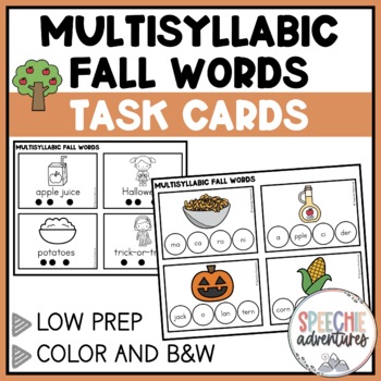 Preview of Multisyllabic Fall Words Task Cards