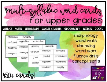 Preview of Multisyllabic Word Cards - 450+!! - UPDATED 5/8/19!