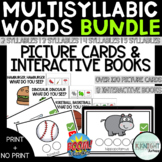 Multisyllabic Word Cards & Interactive Books + BOOM Cards