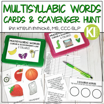 Preview of Multisyllabic Word Practice Cards & Scavenger Hunt