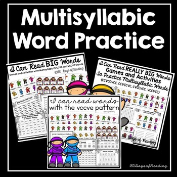 Preview of Multisyllable Games Fluency Practice and Worksheets for Multisyllabic Words 