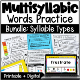 Multisyllabic Word Practice - Syllable Types - Science of 