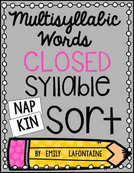 Preview of Multisyllabic Words Closed Syllable Sort - PHONICS with freebie!