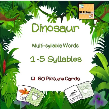 Preview of Multisyllabic Words Dinosaur Picture Cards Game  | 1-5 Syllables 