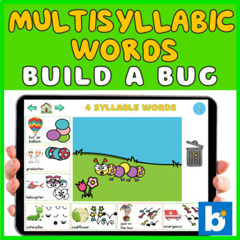 Preview of Multisyllabic Words GAME - Build a Bug - Spring