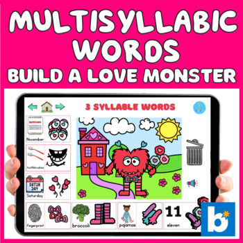 Preview of Multisyllabic Words GAME - Build a Love Monster - Valentine - Sound Effect