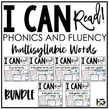 Preview of Multisyllabic Words Reading Fluency and Phonics Activities | I Can Read BUNDLE