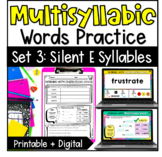 Multisyllabic Words Practice: Set 3 Silent E Syllables - S