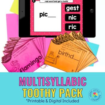 Preview of Multisyllabic Words Toothy® Pack | Printable and Digital Games