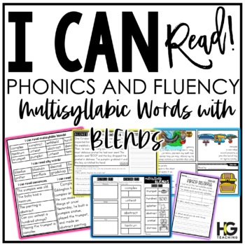 Preview of Multisyllabic Words With Blends | Phonics and Reading Comprehension | I Can Read