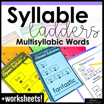 Preview of Multisyllabic Words Worksheets, Reading Syllables with Syllable Division