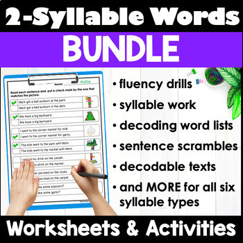 Preview of Multisyllabic Words Worksheets and Activities BUNDLE for Fluency & Decoding