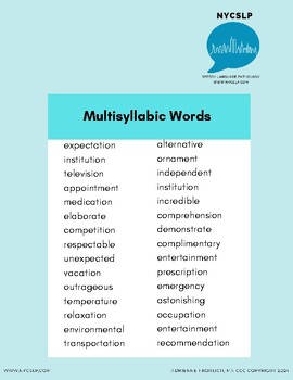 Preview of Multisyllabic Words and Sentences with Flashcards