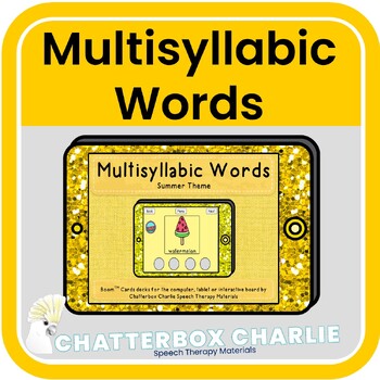 Preview of Multisyllabic Words for Summer Boom Cards