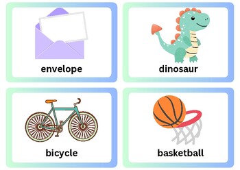 Preview of Multisyllabic word flash cards- multiple syllable words with fun visuals