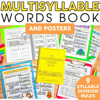 Preview of Multisyllable Words Book - Syllables Worksheets & Posters - Multisyllabic Words