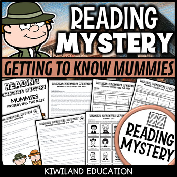 Preview of Mummies Reading Detective Mystery and Comprehension Questions and Worksheets
