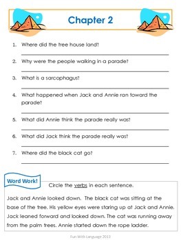Mummies in the Morning Magic Tree House #3 Comprehension Novel Study