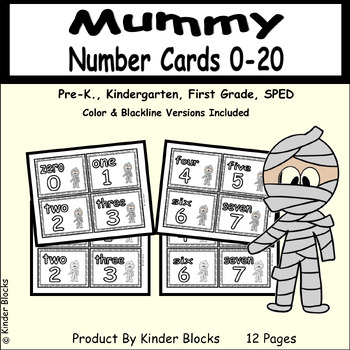 Preview of Mummy Number Cards 0 - 20 Set #1