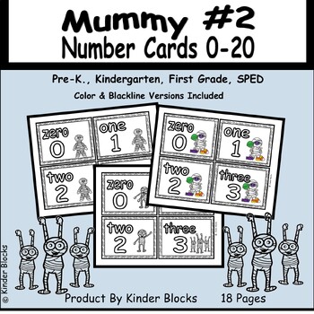 Preview of Mummy Number Cards 0 - 20 Set #2