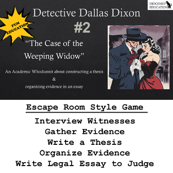 Preview of Murder Mystery Detective Game Escape Room 2: Thesis Statement & Essay Writing