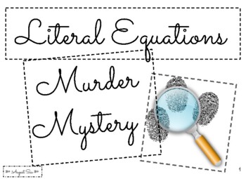 Preview of Murder Mystery Literal Equations