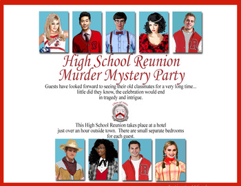 Preview of Murder Mystery Party for Teenagers - High School Reunion