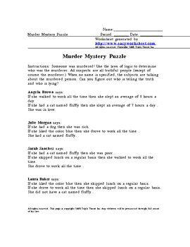 Murder Mystery Puzzle (Law of Syllogism and Detachment) by