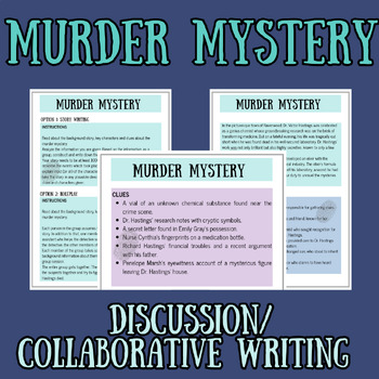 Preview of Murder mystery - discussion/roleplay or collaborative writing activity