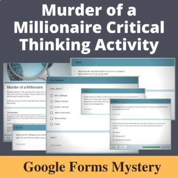 Preview of Murder of a Millionaire Distance Learning Mystery