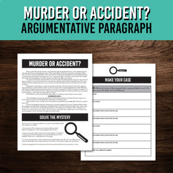 Preview of Murder or Accident | Claim, Reason, & Evidence Writing | Argumentative Paragraph