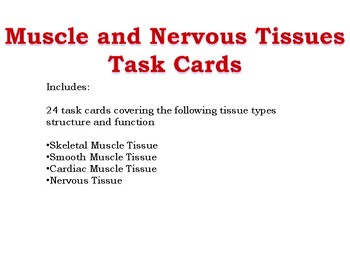 Preview of Muscle and Nervous Tissue Task Cards