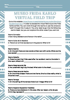 Preview of Museo Frida Kahlo - Virtual Field Trip Worksheet