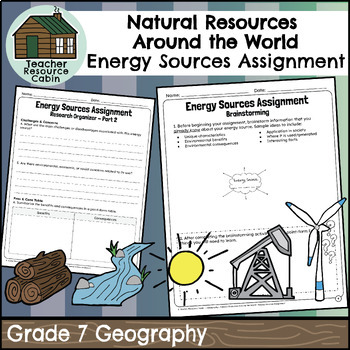 Preview of Energy Sources Project - Natural Resources Around the World (Grade 7 Geography)